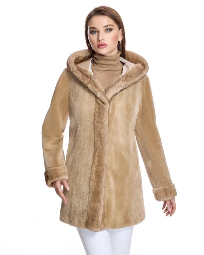 Jackets Women039s Maximilian Reversible Sheared Mink Jacket With Hood