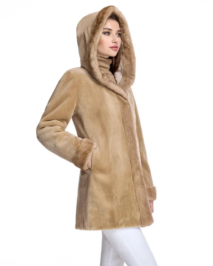 Jackets Women039s Maximilian Reversible Sheared Mink Jacket With Hood