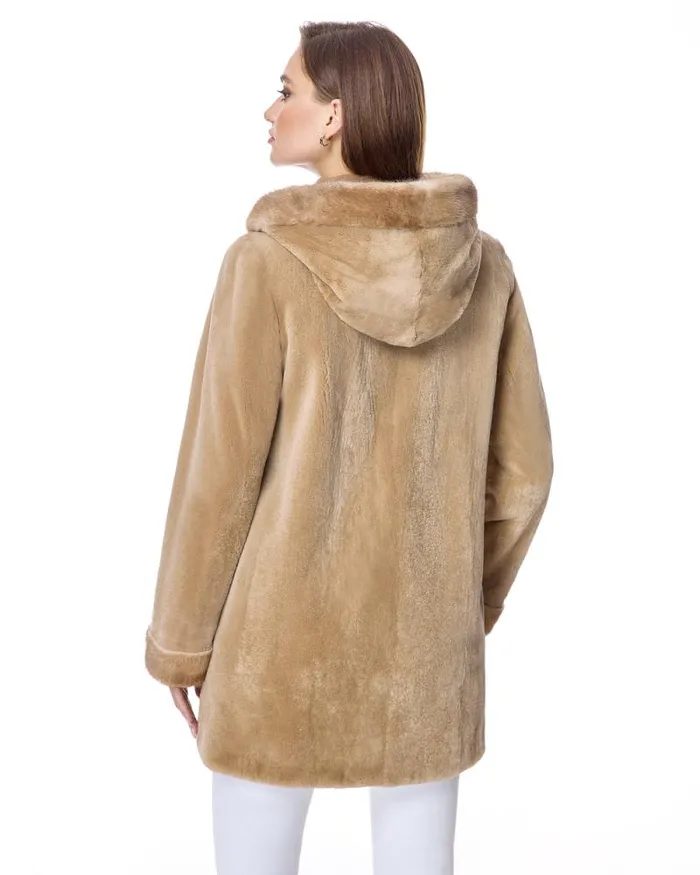 Jackets Women039s Maximilian Reversible Sheared Mink Jacket With Hood