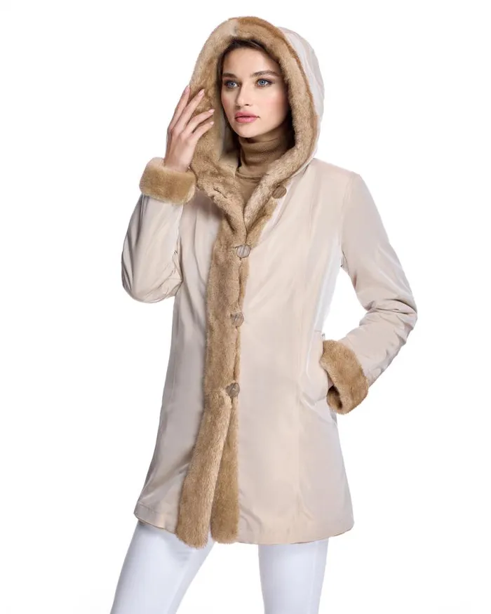 Jackets Women039s Maximilian Reversible Sheared Mink Jacket With Hood