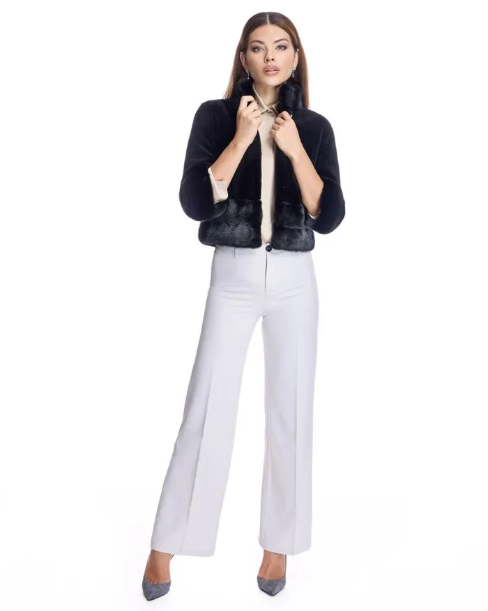 Jackets Women039s Maximilian Sheared Mink Bolero With Long Hair Trim