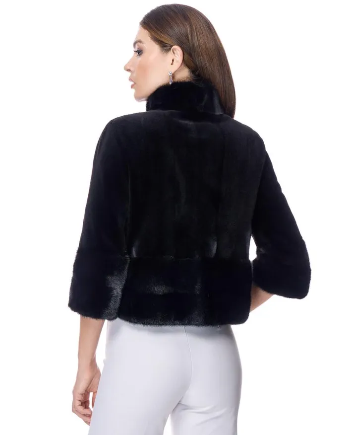 Jackets Women039s Maximilian Sheared Mink Bolero With Long Hair Trim