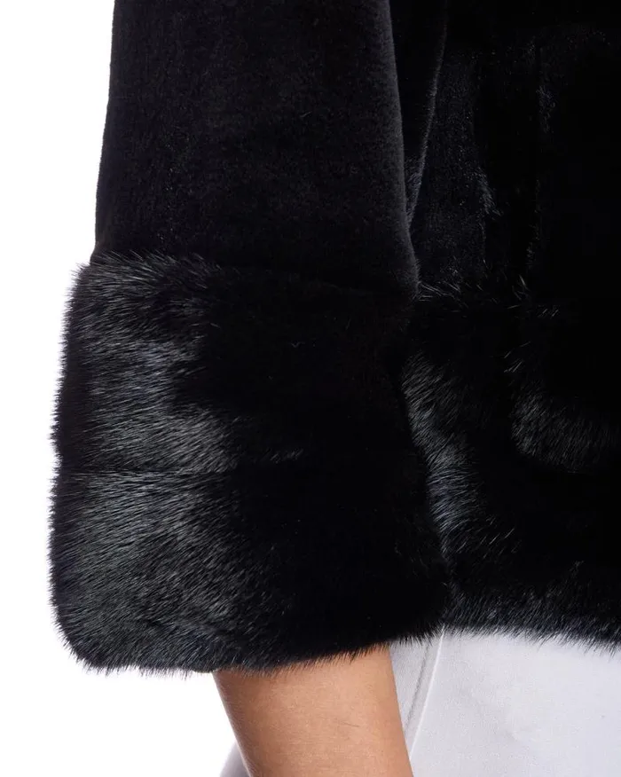 Jackets Women039s Maximilian Sheared Mink Bolero With Long Hair Trim