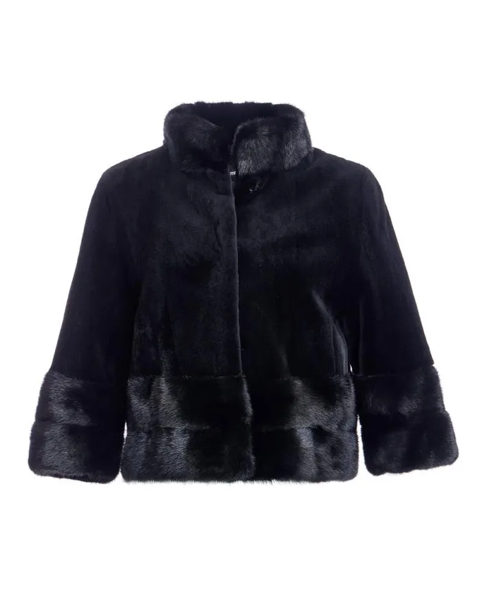 Jackets Women039s Maximilian Sheared Mink Bolero With Long Hair Trim