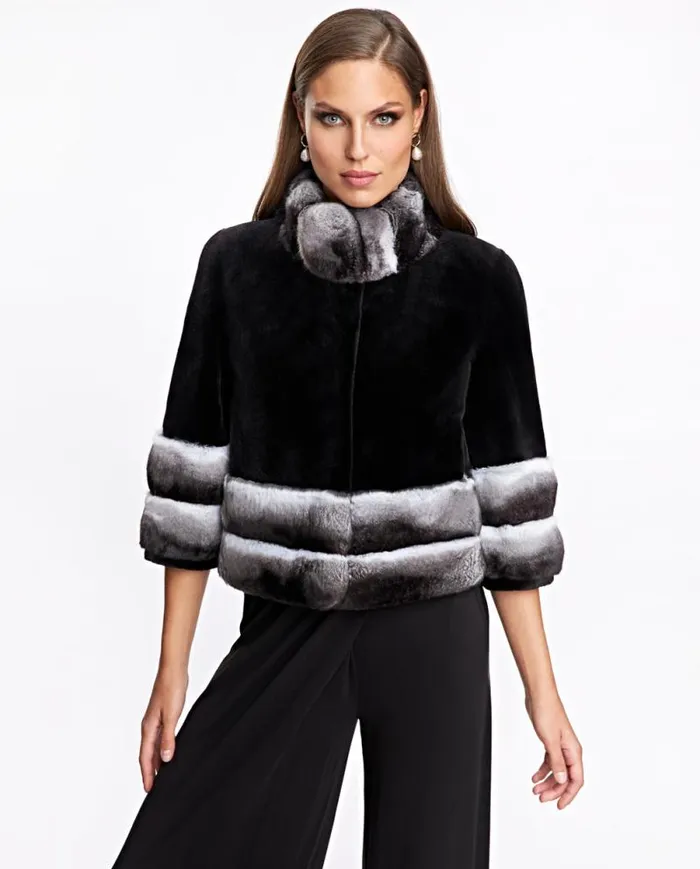 Jackets Women039s Maximilian Sheared Mink Jacket With Chinchilla Trim