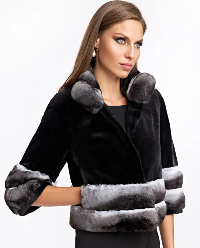 Jackets Women039s Maximilian Sheared Mink Jacket With Chinchilla Trim