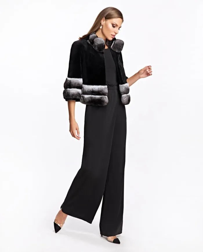 Jackets Women039s Maximilian Sheared Mink Jacket With Chinchilla Trim