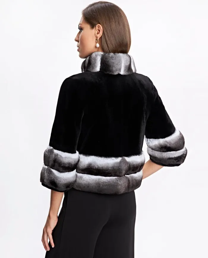Jackets Women039s Maximilian Sheared Mink Jacket With Chinchilla Trim