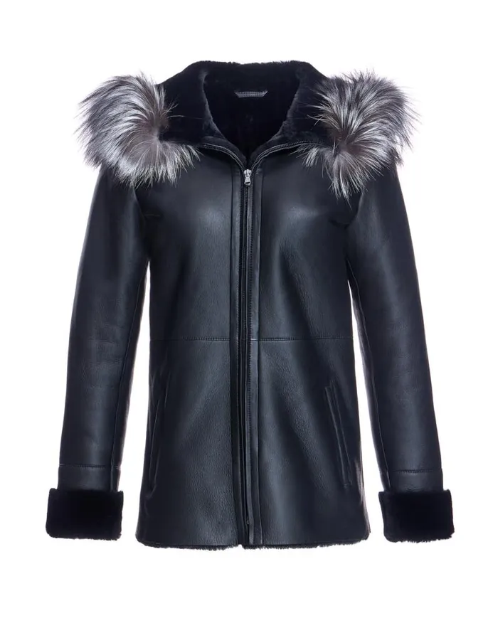 Jackets Women039s Maximilian Shearling Lamb Jacket With Fox Trimmed Hood