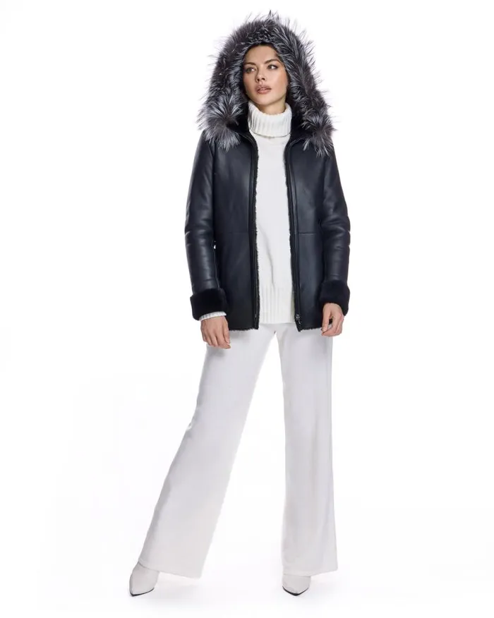 Jackets Women039s Maximilian Shearling Lamb Jacket With Fox Trimmed Hood