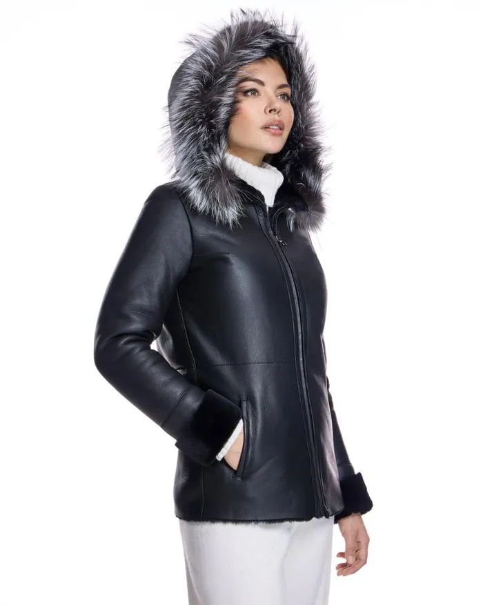 Jackets Women039s Maximilian Shearling Lamb Jacket With Fox Trimmed Hood