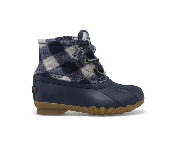 Kids Saltwater Junior Duck Boot Navy Plaid Sperry Boots