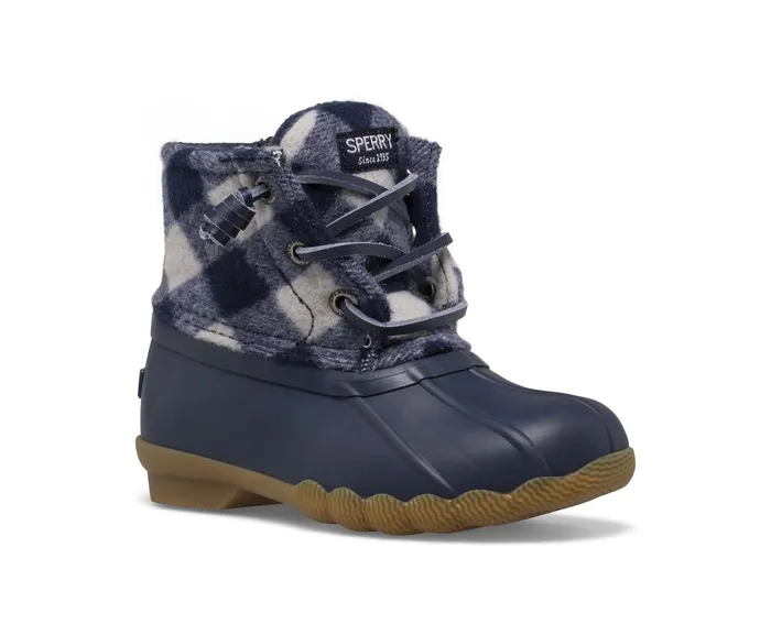 Kids Saltwater Junior Duck Boot Navy Plaid Sperry Boots Kids Saltwater Junior Duck Boot Navy Plaid Sperry Boots