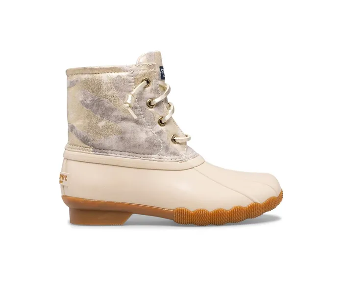 Kids Saltwater Metallic Camo Duck Boot Oat Sperry Boots