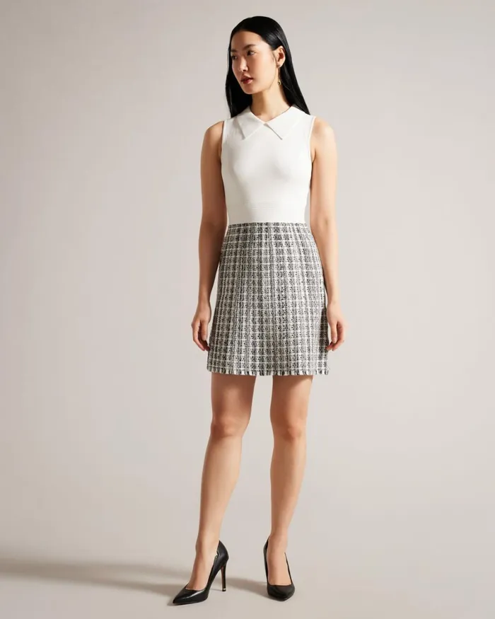 Knit Bodice Shift Dress Natural Women Ted Baker Clothing