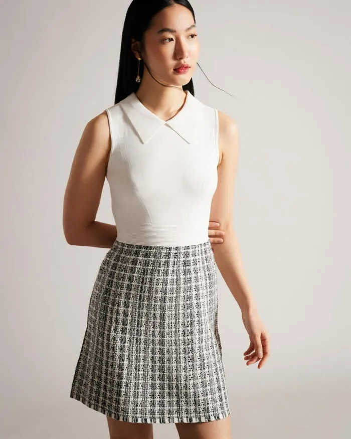 Knit Bodice Shift Dress Natural Women Ted Baker Clothing