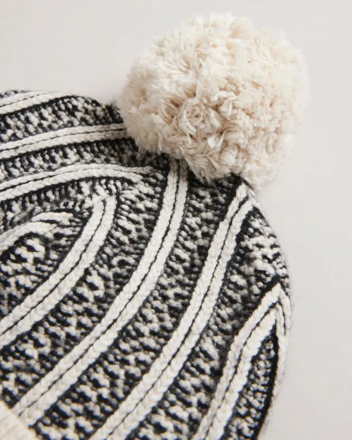 Knitted Bobble Hat Black Men Ted Baker Hats and Caps Knitted Bobble Hat Black Men Ted Baker Hats and Caps