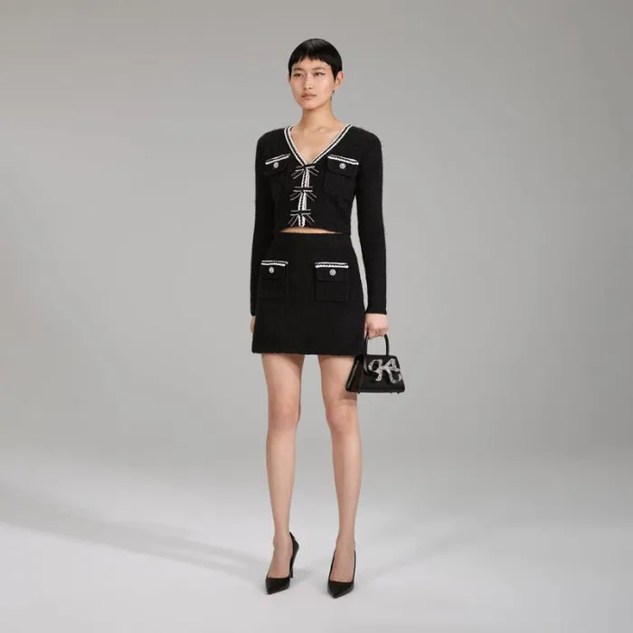 Knitwear Woman SelfPortrait Black Melange Knit Mini Skirt Knitwear Woman SelfPortrait Black Melange Knit Mini Skirt
