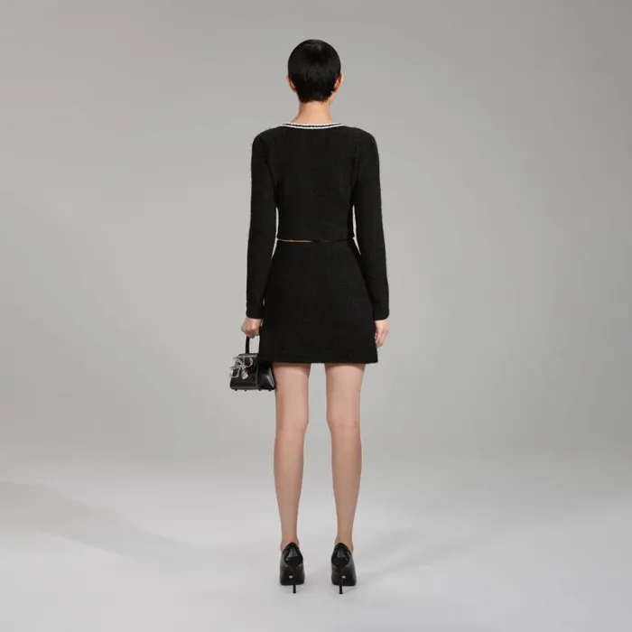 Knitwear Woman SelfPortrait Black Melange Knit Mini Skirt Knitwear Woman SelfPortrait Black Melange Knit Mini Skirt