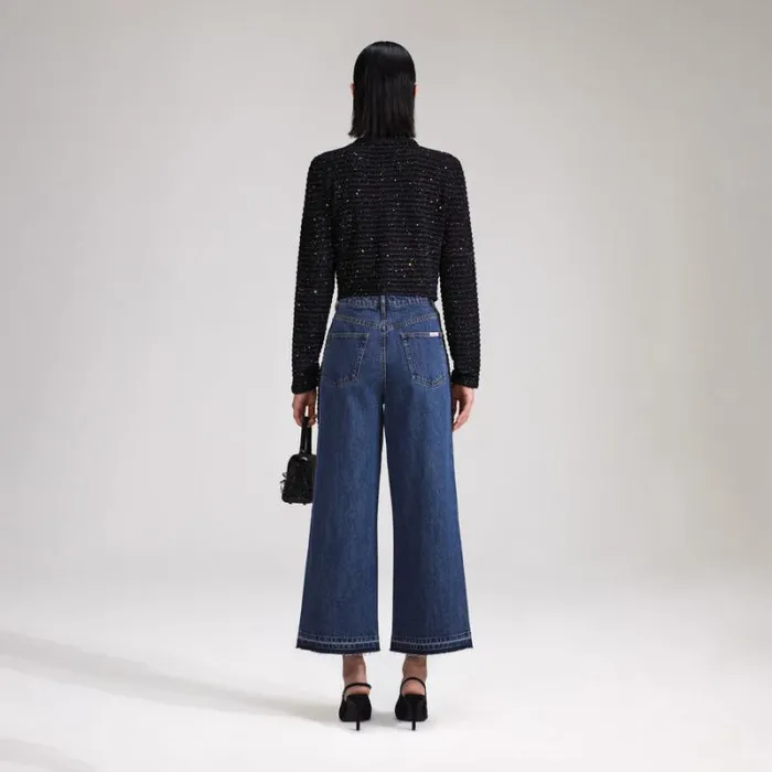 Knitwear Woman SelfPortrait Black Sequin Knit Jacket Knitwear Woman SelfPortrait Black Sequin Knit Jacket