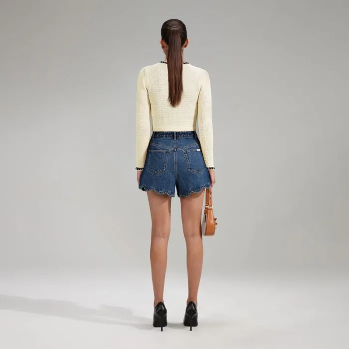 Knitwear Woman SelfPortrait Blue Knit Cardigan Knitwear Woman SelfPortrait Blue Knit Cardigan