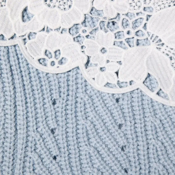 Knitwear Woman SelfPortrait Blue Knit Cardigan Knitwear Woman SelfPortrait Blue Knit Cardigan