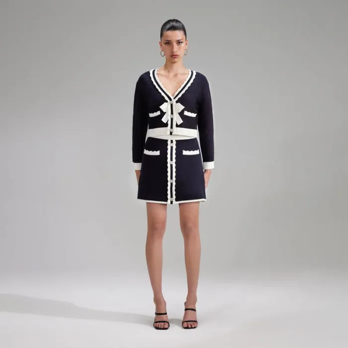 Knitwear Woman SelfPortrait Blue Knit Cardigan Knitwear Woman SelfPortrait Blue Knit Cardigan