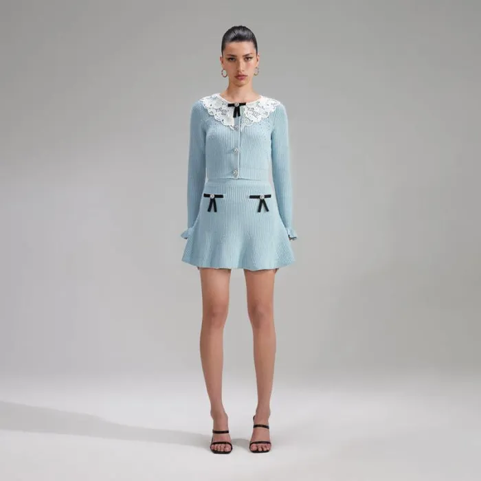 Knitwear Woman SelfPortrait Blue Lurex Knitted Mini Skirt Knitwear Woman SelfPortrait Blue Lurex Knitted Mini Skirt