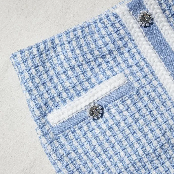 Knitwear Woman SelfPortrait Blue Lurex Knitted Mini Skirt Knitwear Woman SelfPortrait Blue Lurex Knitted Mini Skirt