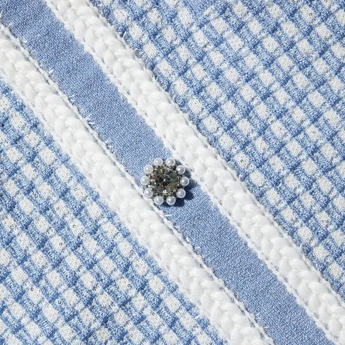 Knitwear Woman SelfPortrait Blue Lurex Knitted Mini Skirt Knitwear Woman SelfPortrait Blue Lurex Knitted Mini Skirt
