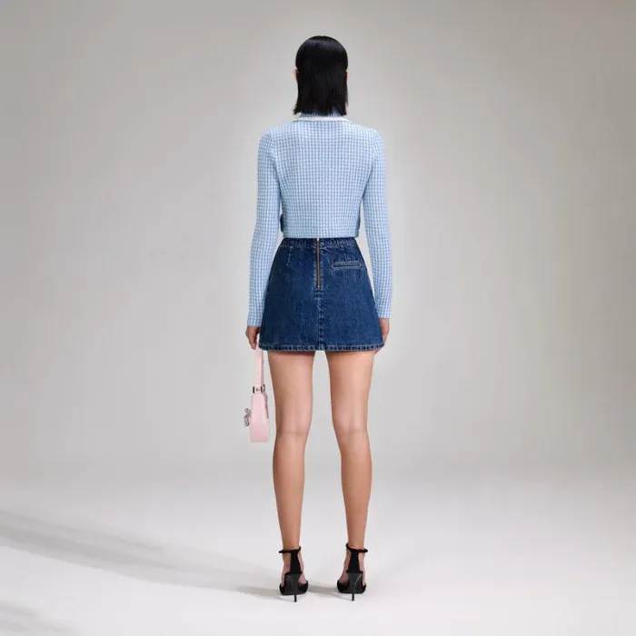Knitwear Woman SelfPortrait Blue Lurex Knitted Mini Skirt Knitwear Woman SelfPortrait Blue Lurex Knitted Mini Skirt