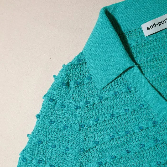 Knitwear Woman SelfPortrait Green Beaded Knit Jacket Knitwear Woman SelfPortrait Green Beaded Knit Jacket