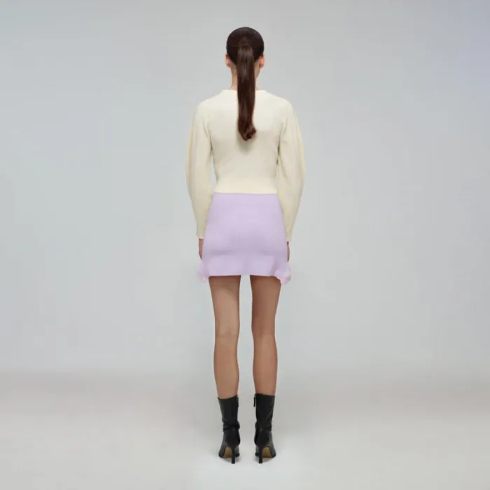 Knitwear Woman SelfPortrait Ivory Tape Knit Cardigan Knitwear Woman SelfPortrait Ivory Tape Knit Cardigan