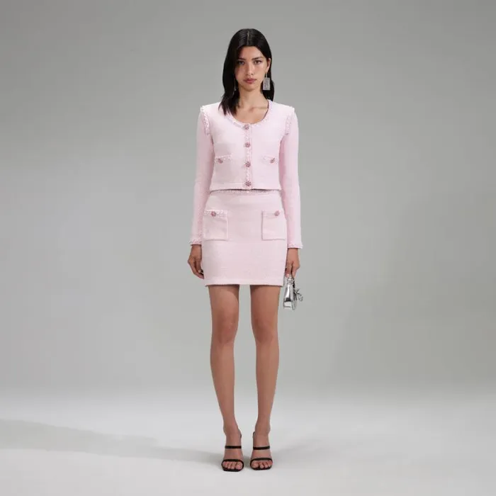 Knitwear Woman SelfPortrait Pink Knit Mini Skirt