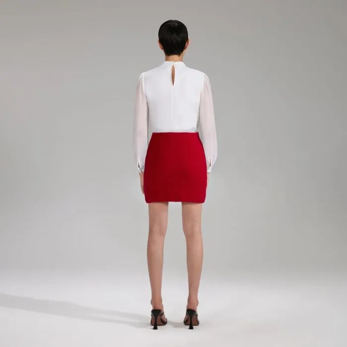 Knitwear Woman SelfPortrait Red Melange Knit Diamante Mini Skirt Knitwear Woman SelfPortrait Red Melange Knit Diamante Mini Skirt
