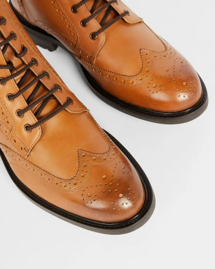 Lace Up Leather Boot Tan Men Ted Baker Boots