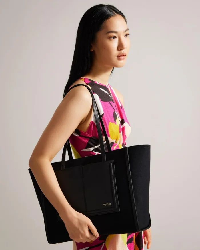 Large Canvas Tote Bag JetBlack Women Ted Baker Bags Large Canvas Tote Bag JetBlack Women Ted Baker Bags
