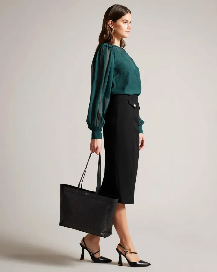 Laser Cut Magnolia Tote Bag Black Women Ted Baker Bags