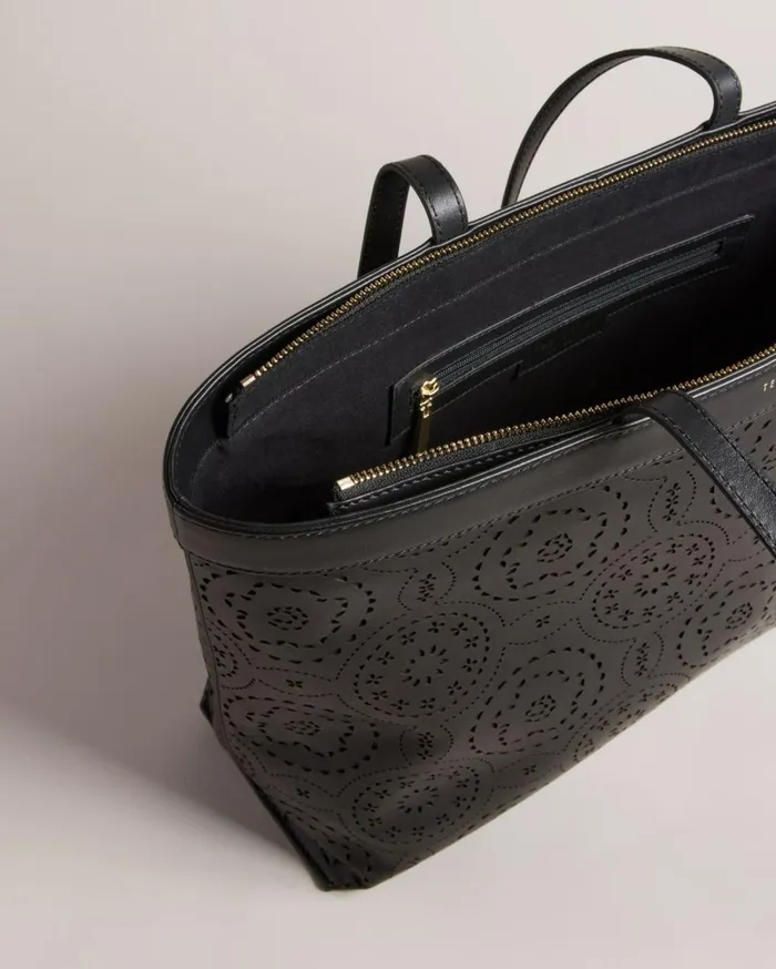 Laser Cut Magnolia Tote Bag Black Women Ted Baker Bags