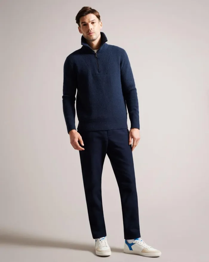 Leather And Suede Trainers Blue Men Ted Baker Sneakers