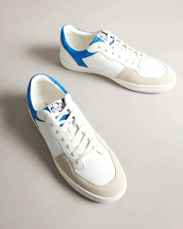 Leather And Suede Trainers Blue Men Ted Baker Sneakers