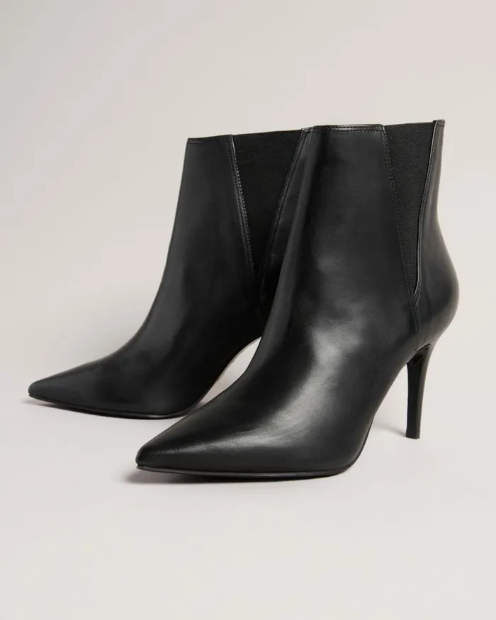 Leather Ankle Stiletto Boots Black Women Ted Baker Heels