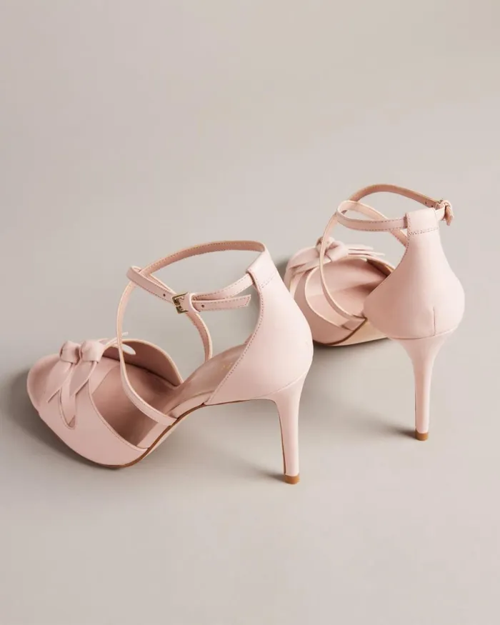 Leather Bow Heeled Sandals Dusky Pink Women Ted Baker Sandals and Sliders