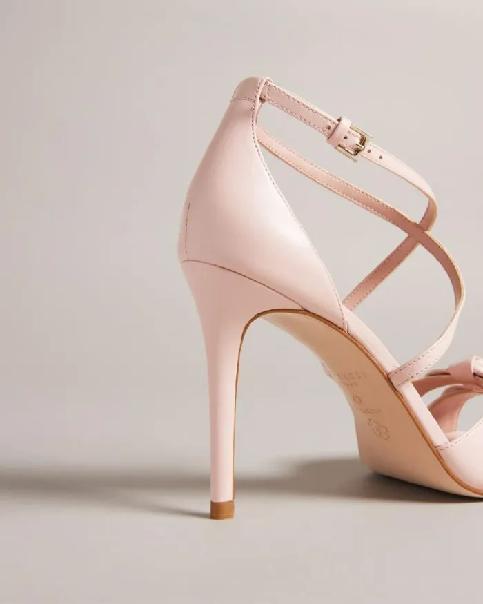 Leather Bow Heeled Sandals Dusky Pink Women Ted Baker Sandals and Sliders