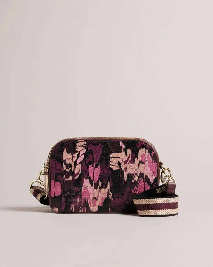 Leather Camo Print Camera Bag Oxblood Women Ted Baker Bags