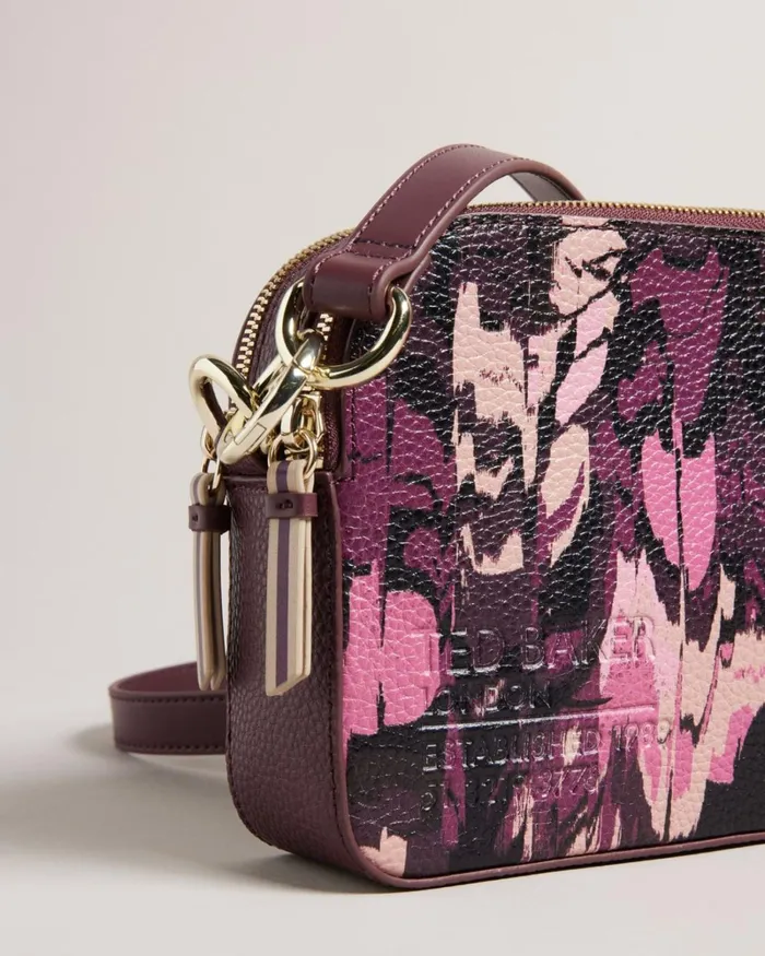 Leather Camo Print Camera Bag Oxblood Women Ted Baker Bags