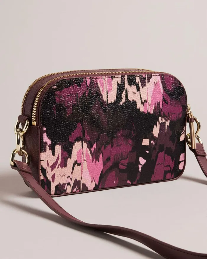 Leather Camo Print Camera Bag Oxblood Women Ted Baker Bags
