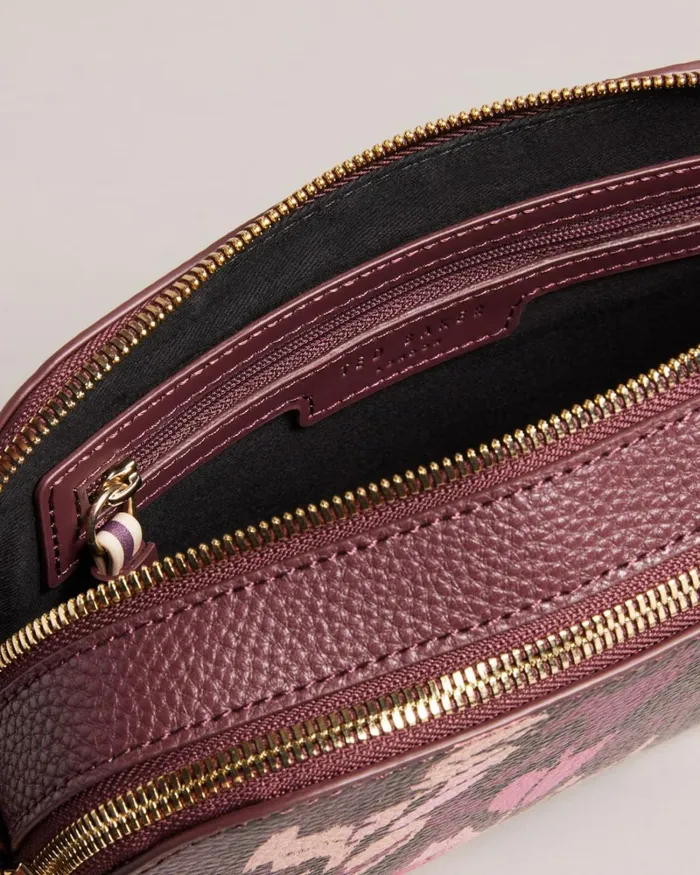 Leather Camo Print Camera Bag Oxblood Women Ted Baker Bags