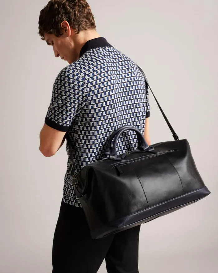 Leather Holdall With Webbing Strap Black Men Ted Baker Duffel Bags Leather Holdall With Webbing Strap Black Men Ted Baker Duffel Bags
