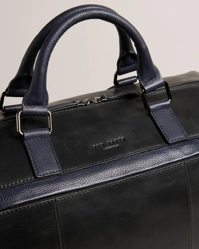 Leather Holdall With Webbing Strap Black Men Ted Baker Duffel Bags Leather Holdall With Webbing Strap Black Men Ted Baker Duffel Bags